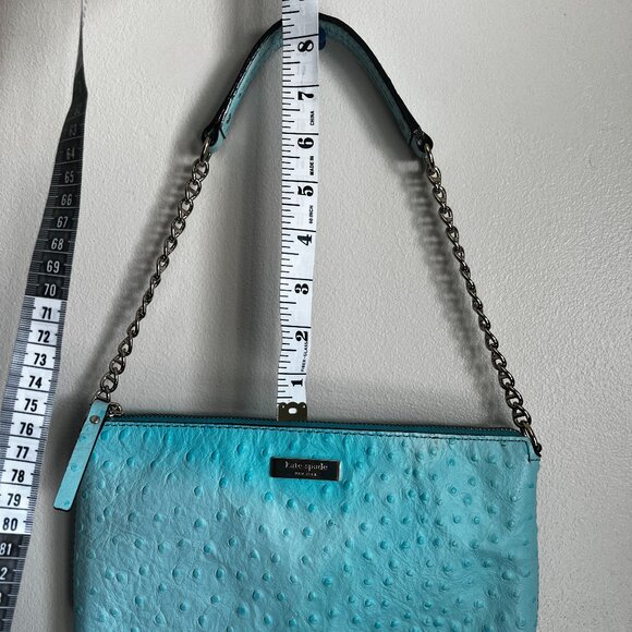 Kate Spade Blue Wellesley Ostrich Clutch - Picture 3 of 16
